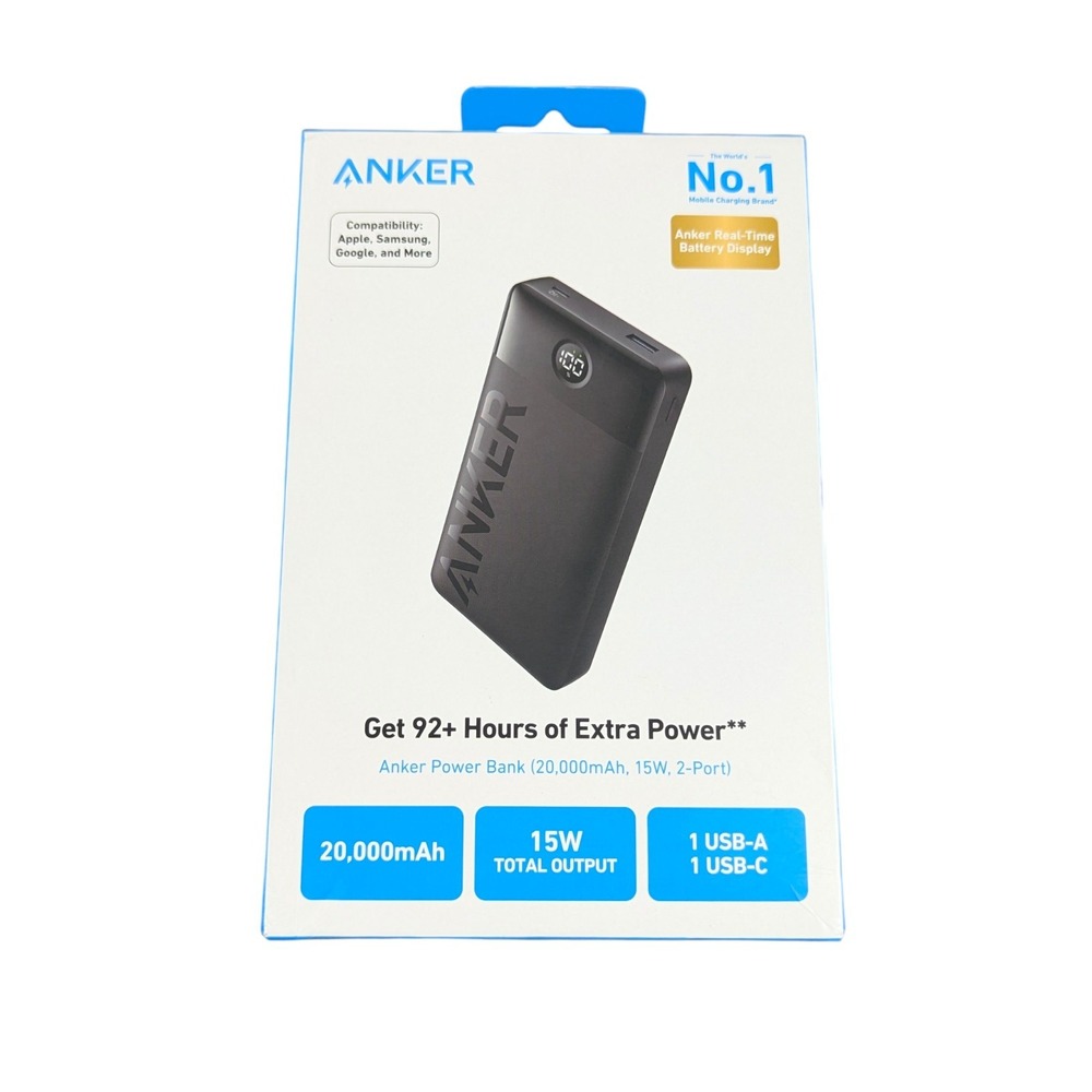 Cc5U Anker 20,000 mAh 15W 2-Port Portable Charger Battery Power Bank Black Used‎